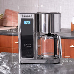 Russell Hobbs Glass 8 Cup Coffeemaker in Black and Stainless Steel