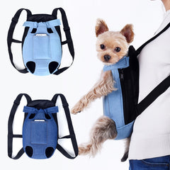 Denim Pet Dog Backpack Outdoor Travel Dog Cat Carrier Bag For Small Pets