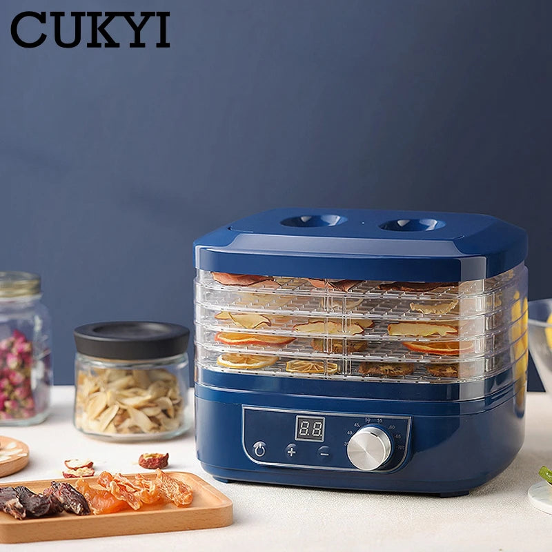 CUKYI 5 Trays Electric Fruit Dryer Automatic Dehydrator Vegetables