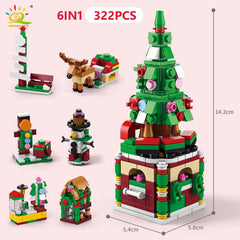 6IN1 Christmas Elk Deer Santa Claus Building Blocks Snow City