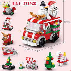 6IN1 Christmas Elk Deer Santa Claus Building Blocks Snow City