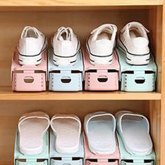 4 Adjustable Shoe Slots Organizer Shoe Space Saver Double Deck