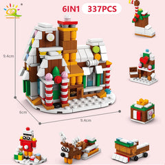 6IN1 Christmas Elk Deer Santa Claus Building Blocks Snow City