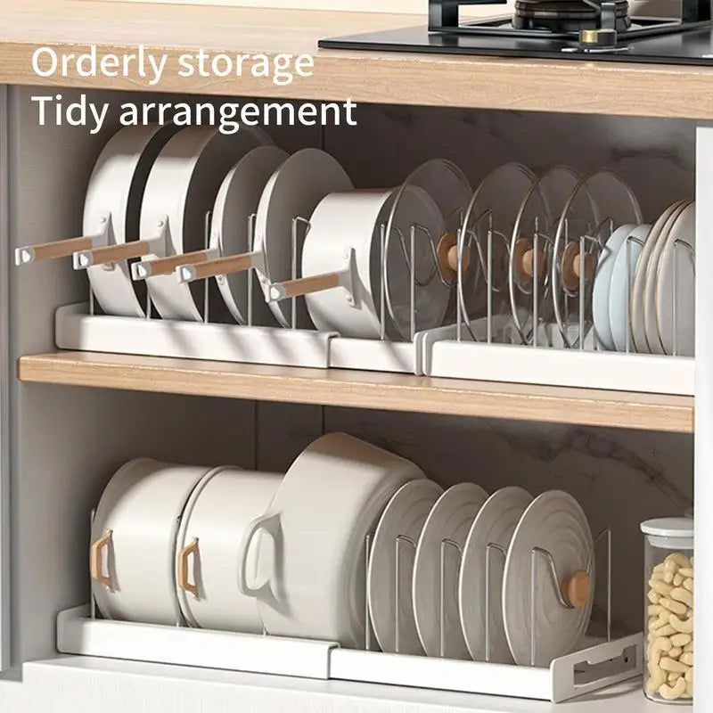 Kitchen Cabinet Organizers Pot Storage Rack Expandable Stainless Steel