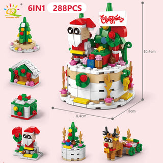 6IN1 Christmas Elk Deer Santa Claus Building Blocks Snow City