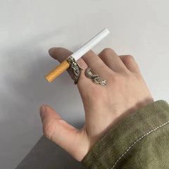 Vintage Personality Gold-plated Cigarette Holder Ring of Cigarette