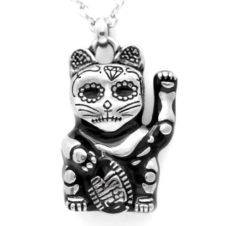 Cat Necklace Day of the Dead Maneki-Neko