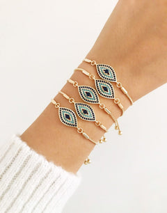 Gold Adjustable Bracelet, Evil Eye Bracelet, Greek Jewelry